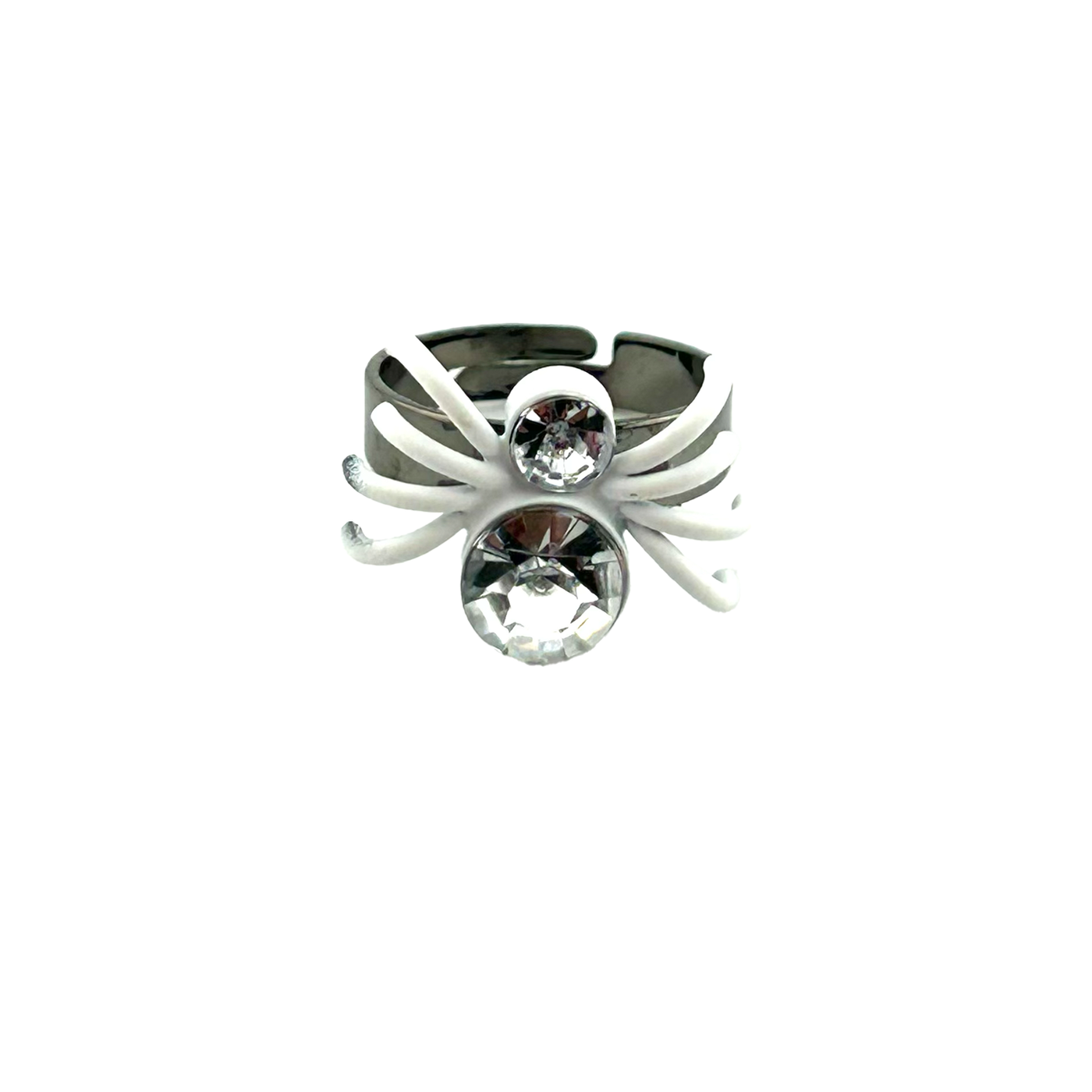 Crystal Spider Adjustable Ring - White