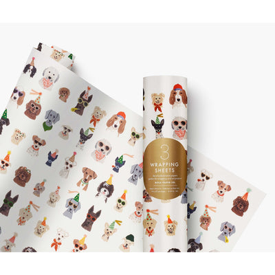 Party Pups Wrapping Paper Sheets - Roll Of 3