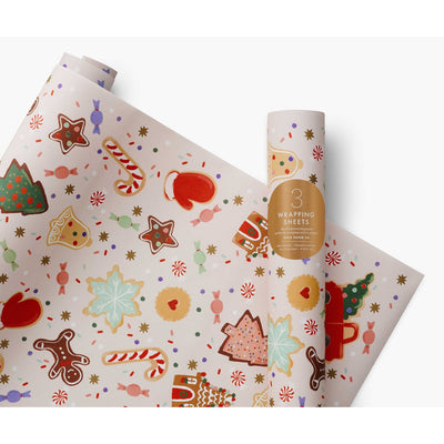 Christmas Cookies Wrapping Paper Sheets - Roll Of 3