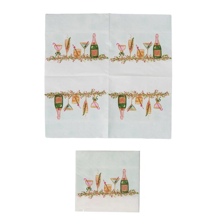 4-Fold Holiday Cocktail Pattern Cocktail Napkins