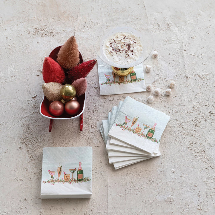 4-Fold Holiday Cocktail Pattern Cocktail Napkins