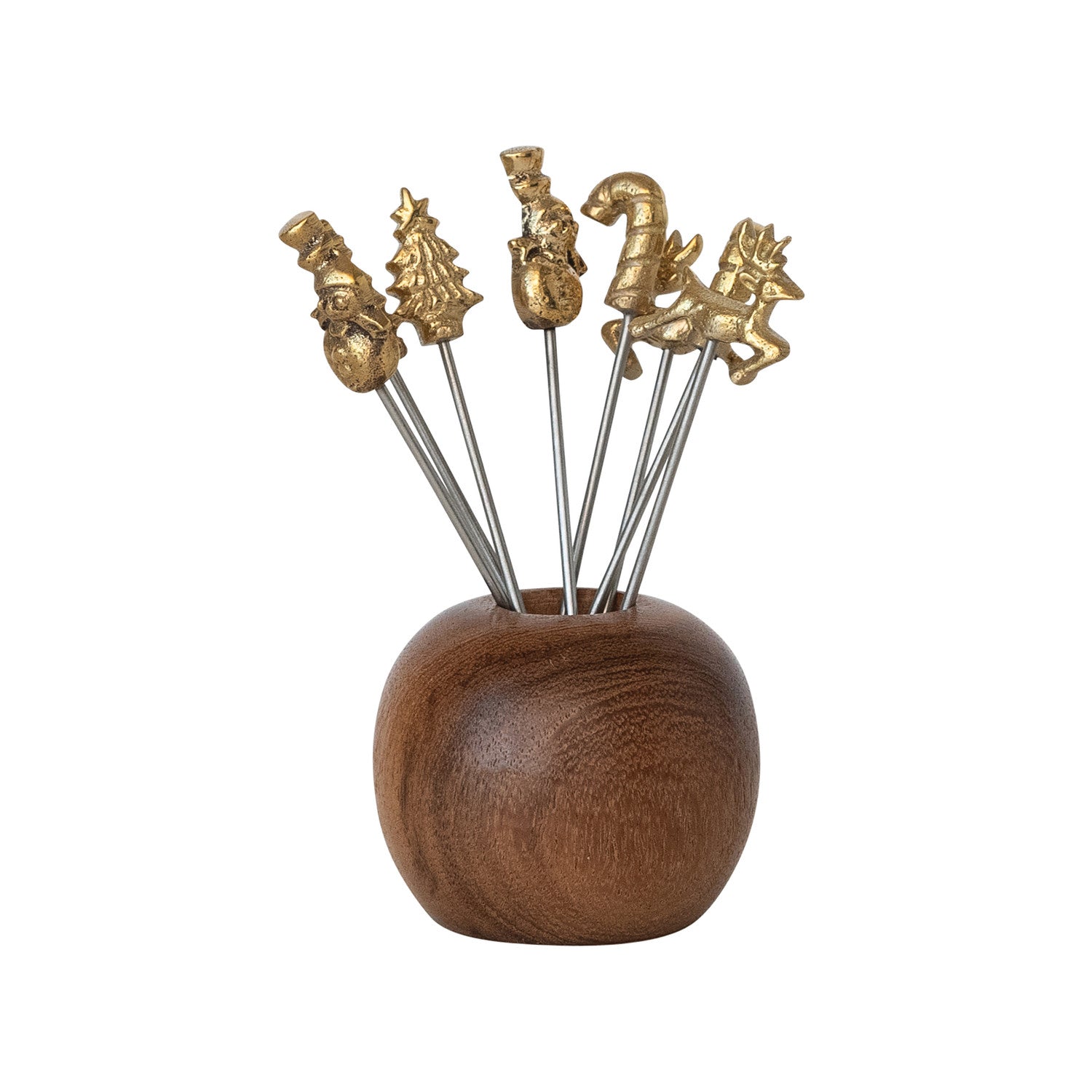 Holiday Appetizer Picks In Mango Wood Holder