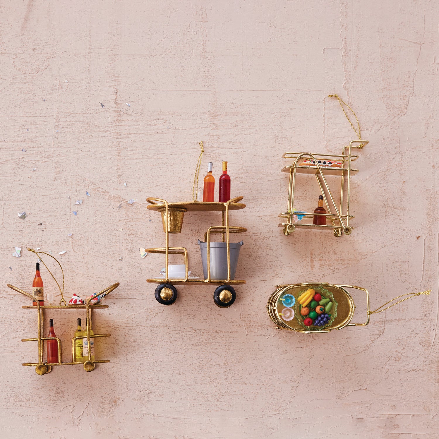Metal Bar Cart Ornament - Ice Buckets