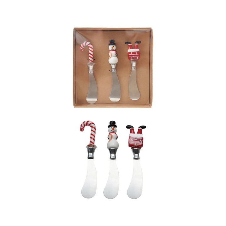 Canape Knives With Glass Holiday Icon Handle Set