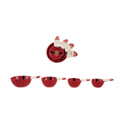 1, 1/2, 1/3 & 1/4 Cup Ceramic Santa Shaped Measuring Cups, Red, White & Black, Set of 4