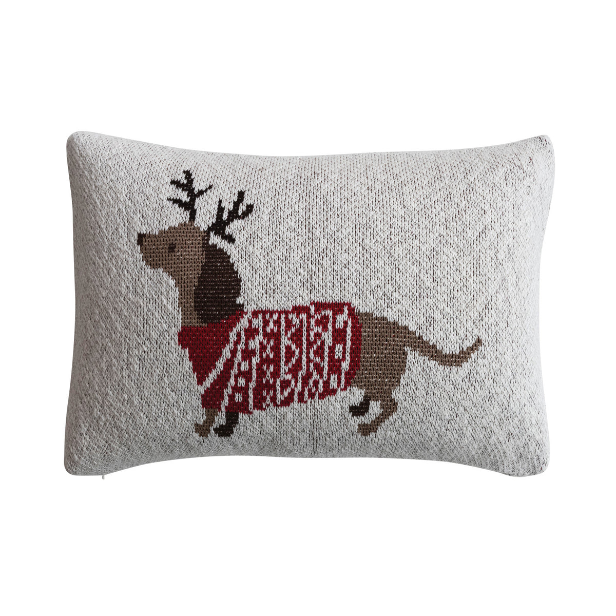 Festive Dachshunds Cotton Knit Lumbar Pillow