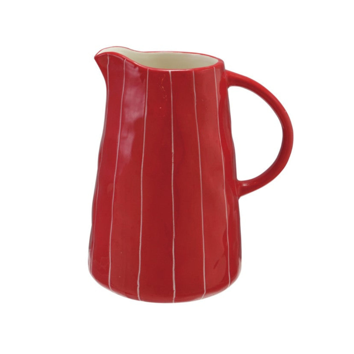 Red & White Striped Organic Shaped Pitcher