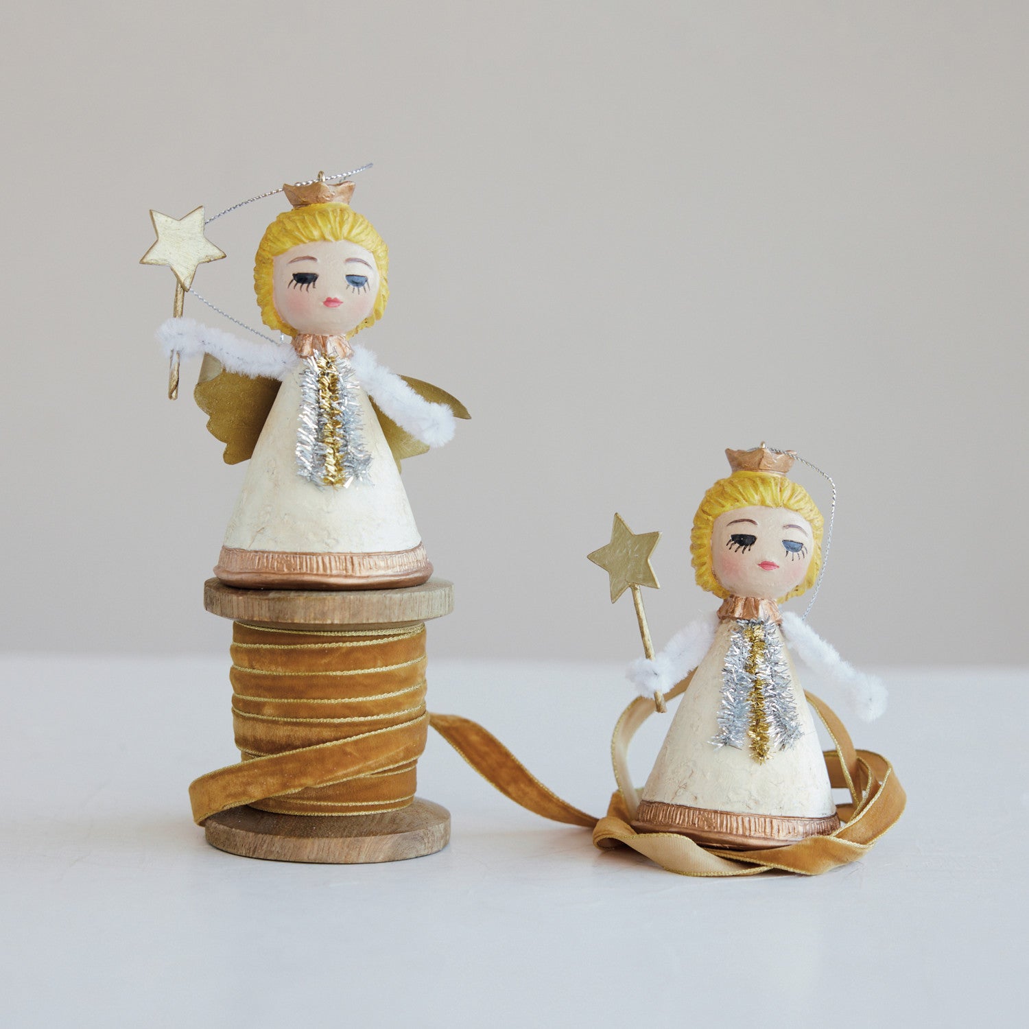 Resin Vintage Reproduction Angel Ornament - Without Wings