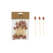 Gingerbread Man Bamboo Single Use Picks - Set of 50