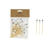 Snowman Bamboo Single Use Picks - Set of 50