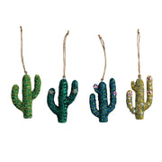 Handmade Beaded Cactus Ornament, Green, 4 Styles