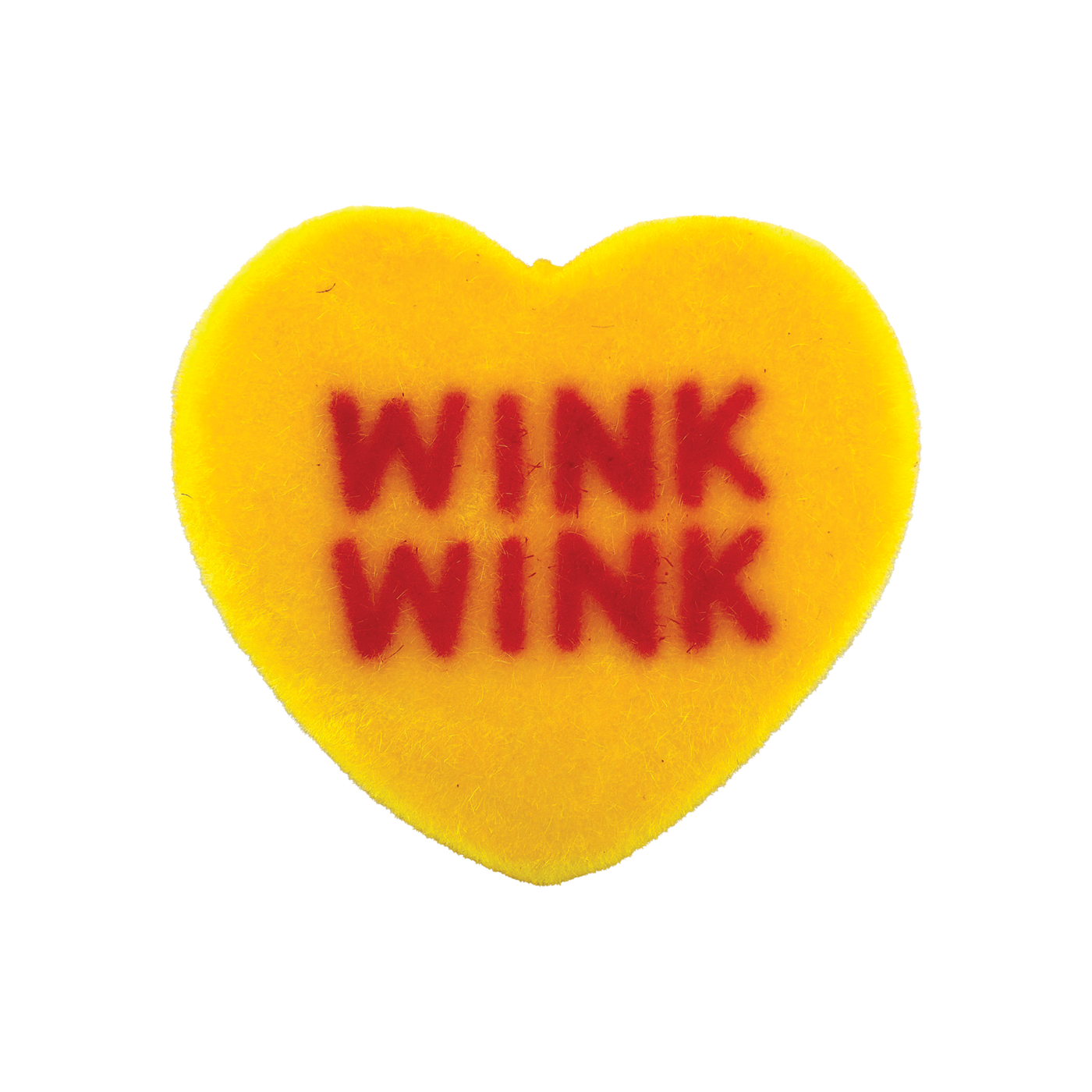 6" Flocked Conversation Heart - Yellow Wink Wink