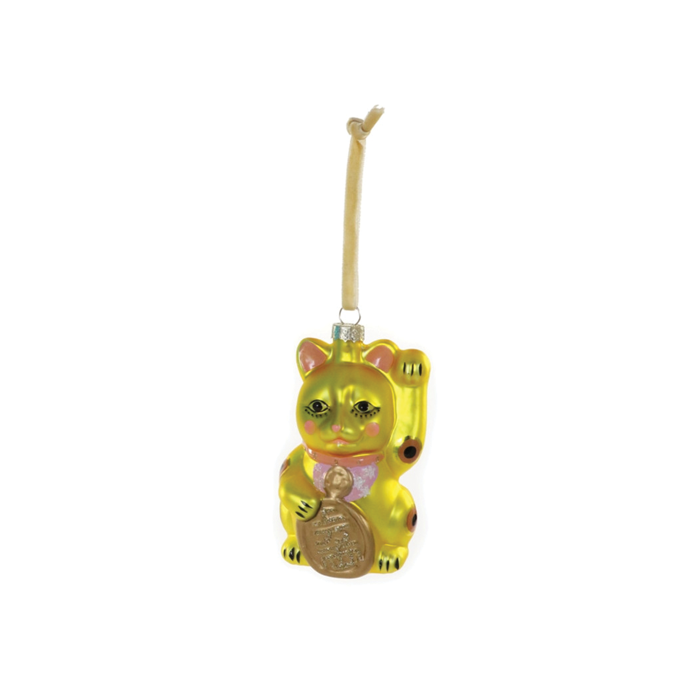 Lucky Cat Ornament - Yellow