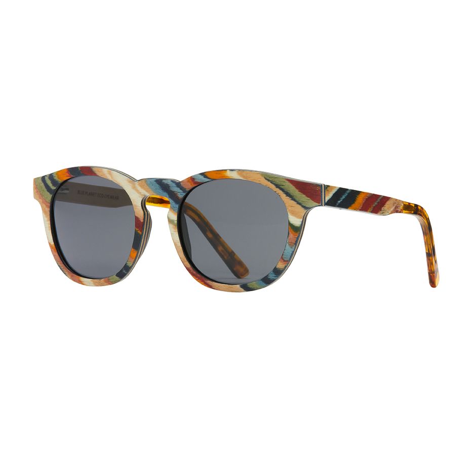 Origins Round Keyhole Polarized Sunglasses - Rainbow Wood