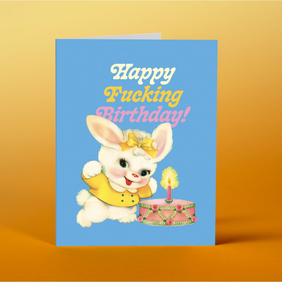 Blue Bunny Happy F*ing Bithday Birthday Card