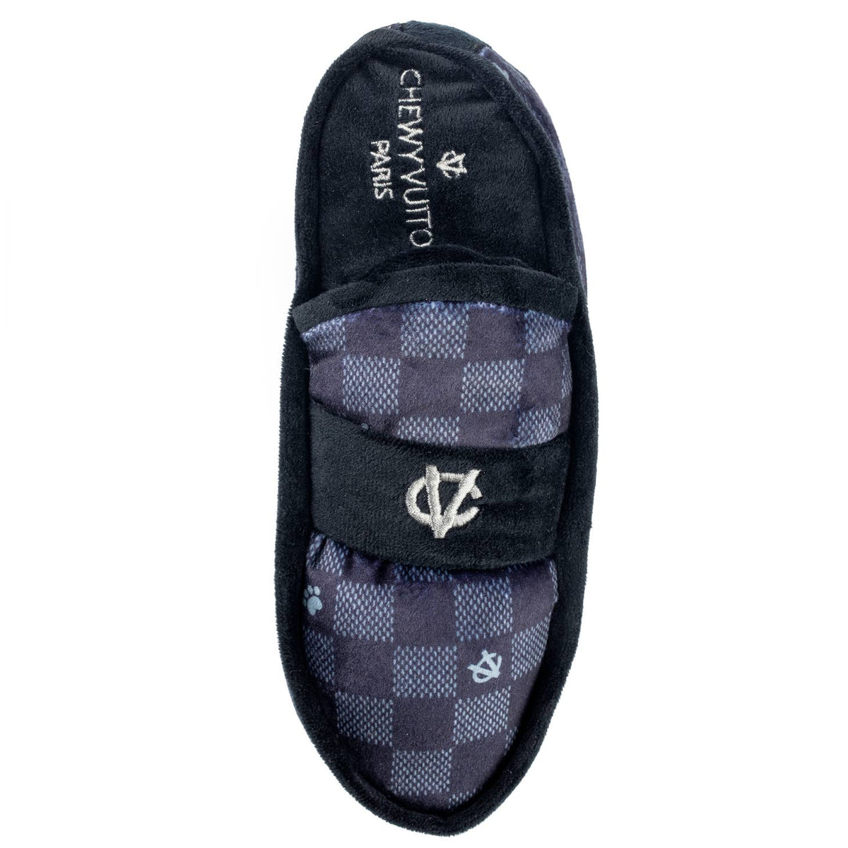 Black Checker Chewy Vuiton Loafer Squeaker Pet Toy