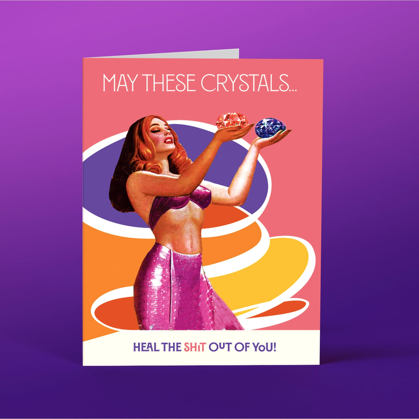 Crystals Heal Pink - Greeting Card