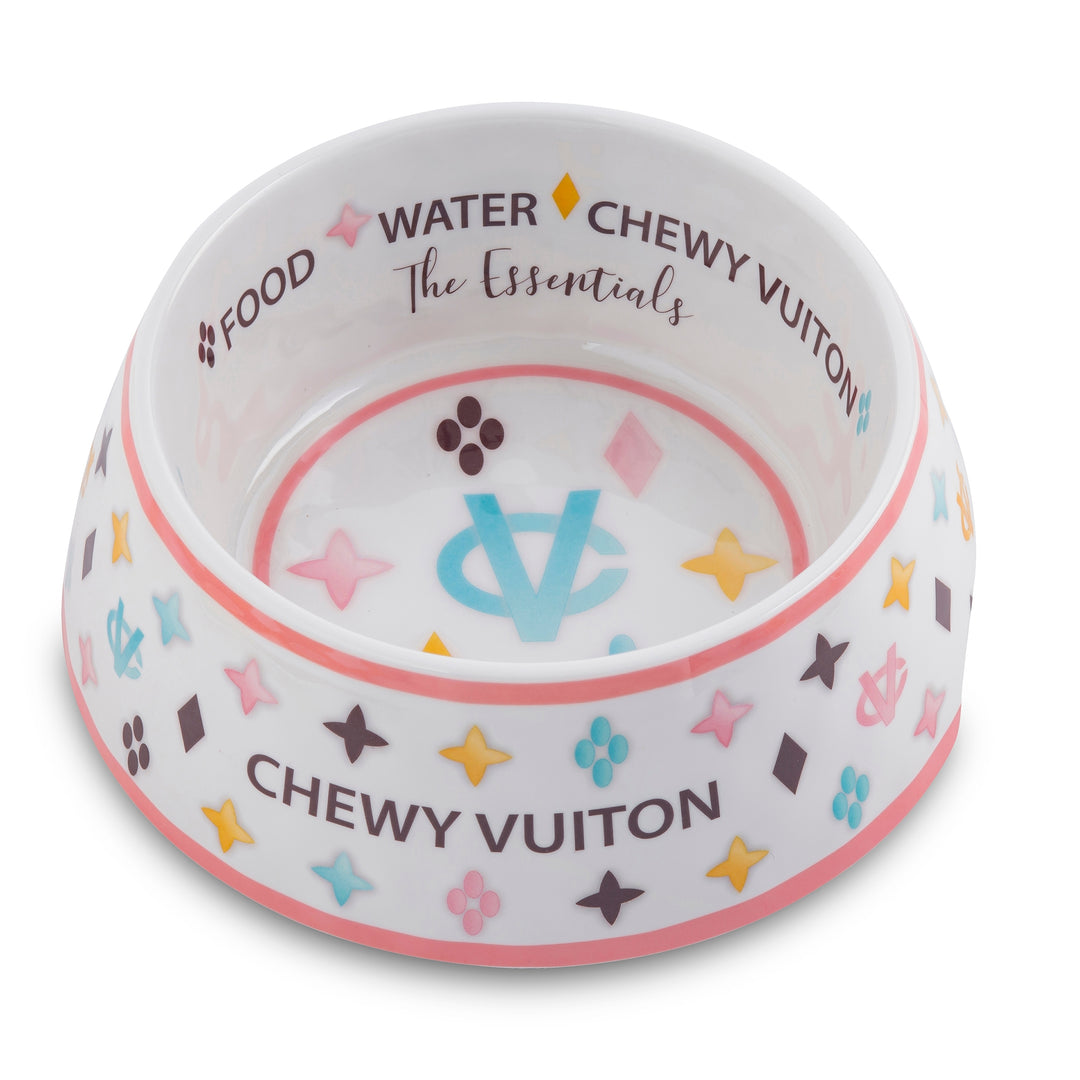 White Chewy Vuiton Bowl Large
