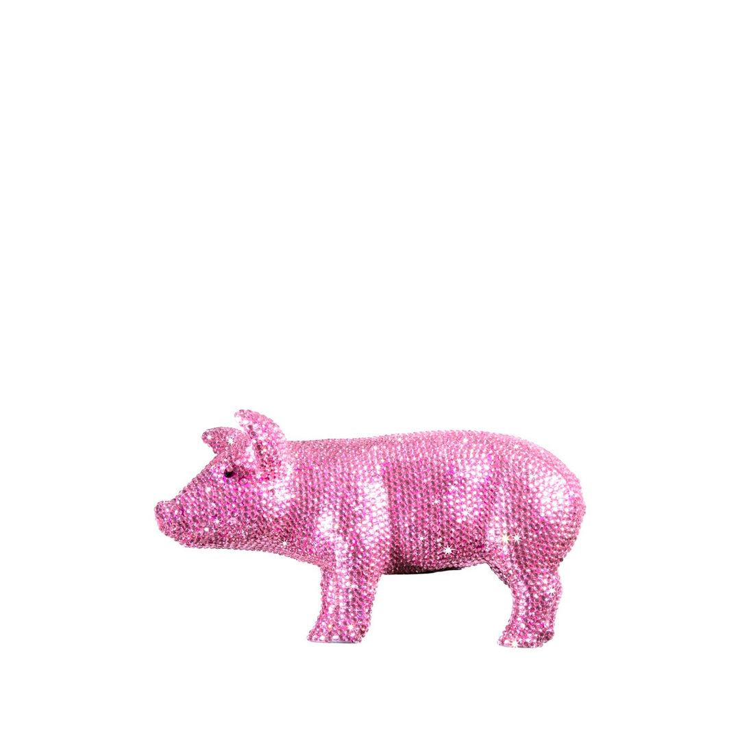Rhinestone Pig Bank Pink ceramic