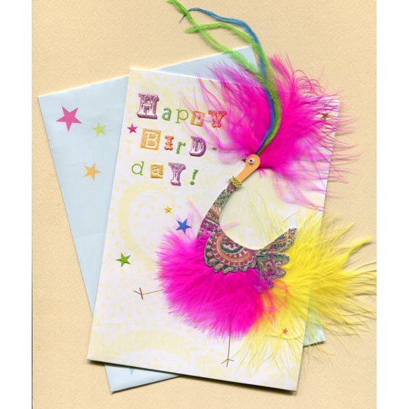 Patterned Bird With Feathers greeting card