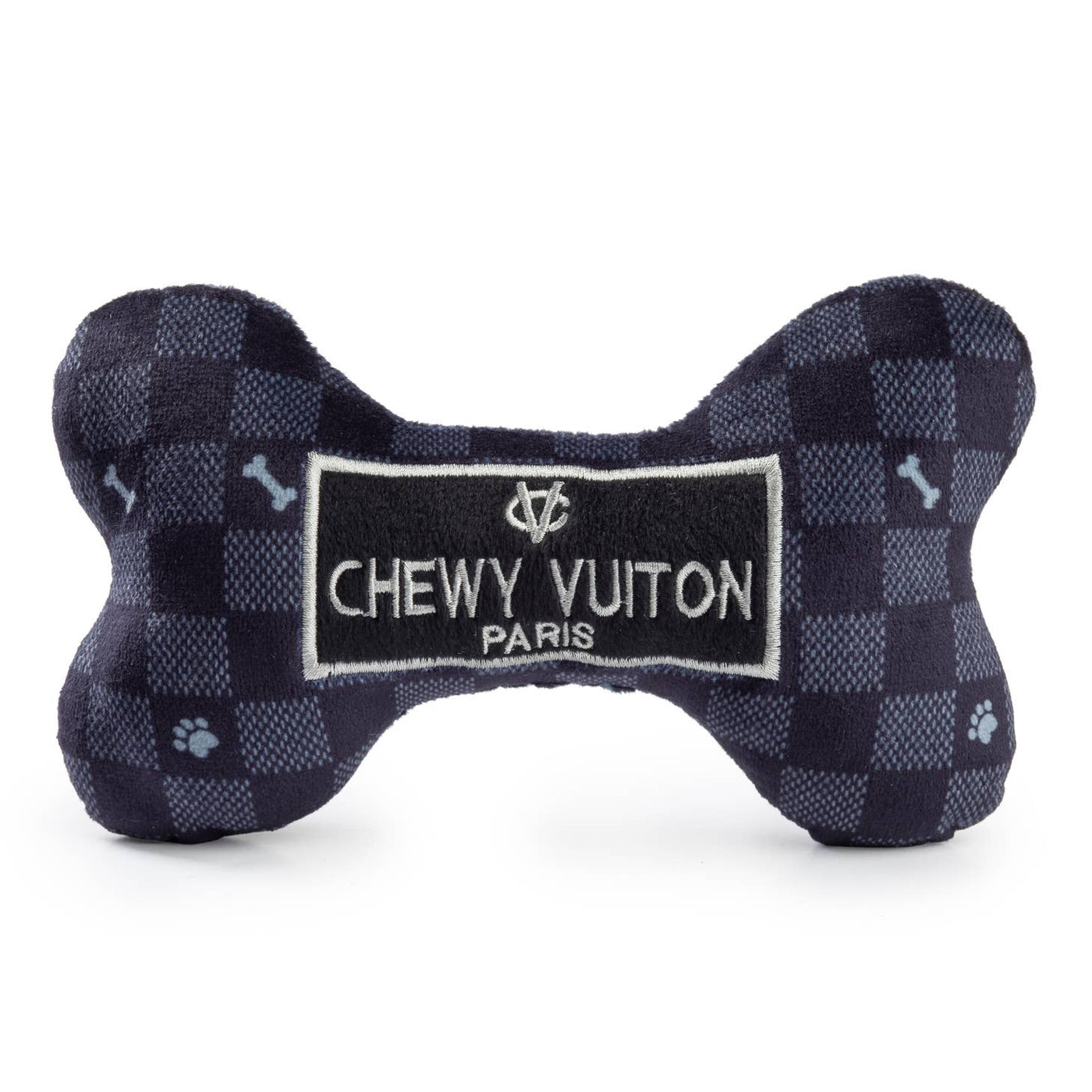 Black Checker Chewy Vuiton Bone Toy - Small