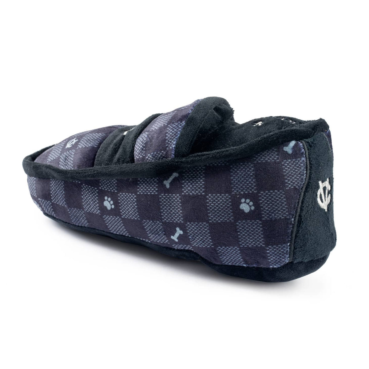 Black Checker Chewy Vuiton Loafer Squeaker Pet Toy