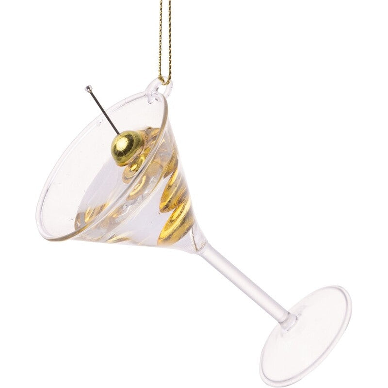 Clear Martini Glass With Gold Olives Ornament