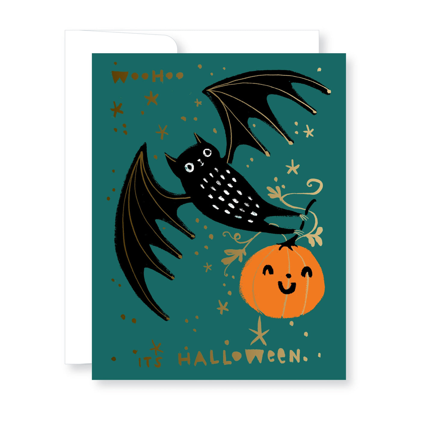 Bat & Pumpkin Halloween Holiday Card