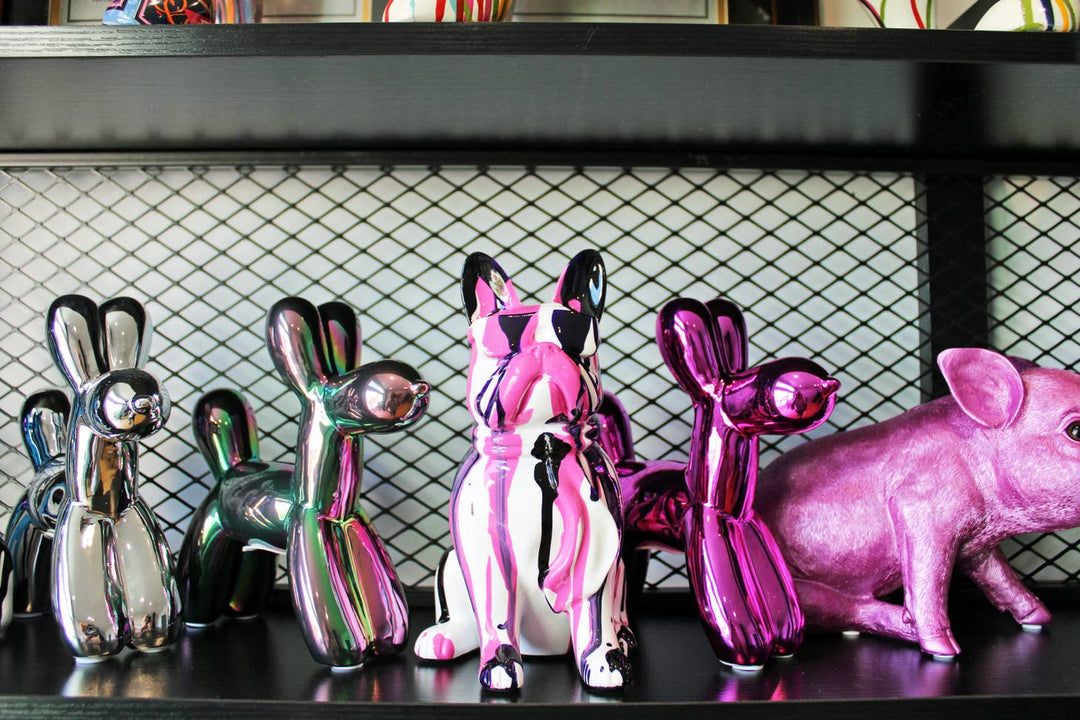 Pink Graffiti French Bulldog With Glasses - 8" Tall