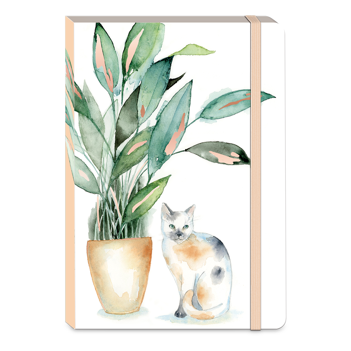 Calico Cat & Houseplants Soft Cover Bungee Journal