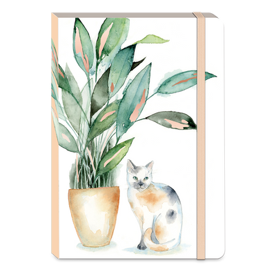 Calico Cat & Houseplants Soft Cover Bungee Journal