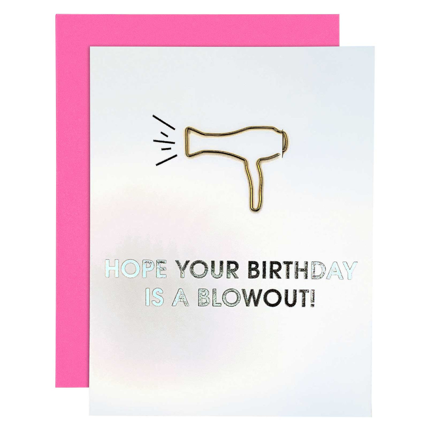 Birthday Blowout Paper Clip Foil Letterpress Card