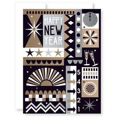 Metallic New Year Holiday Card