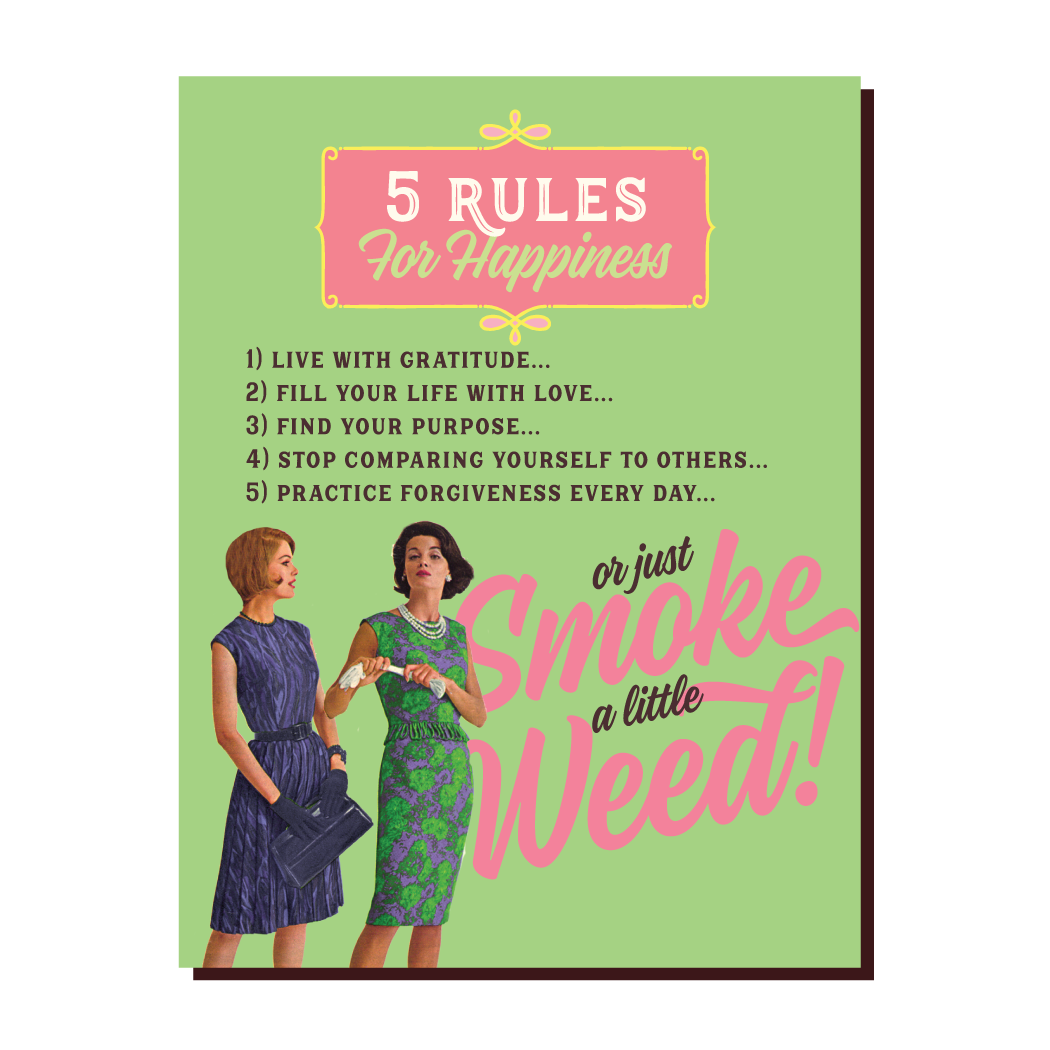 5 Rules for Happiness Greeting Card