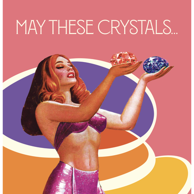 Crystals Heal Pink - Greeting Card