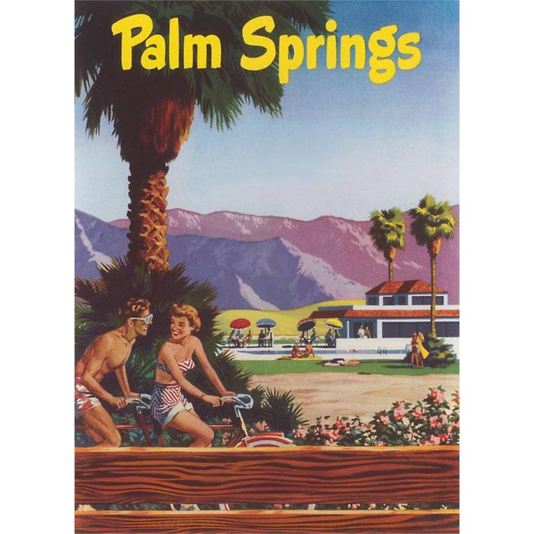 Vintage Palm Springs Tandem Bike Greeting Card