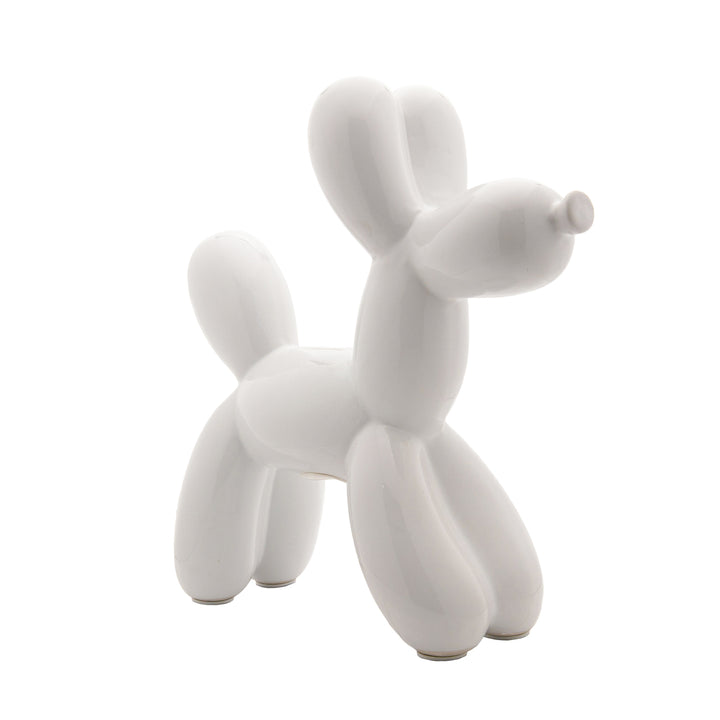 Mini Ceramic Dog Bank- White 7.5"
