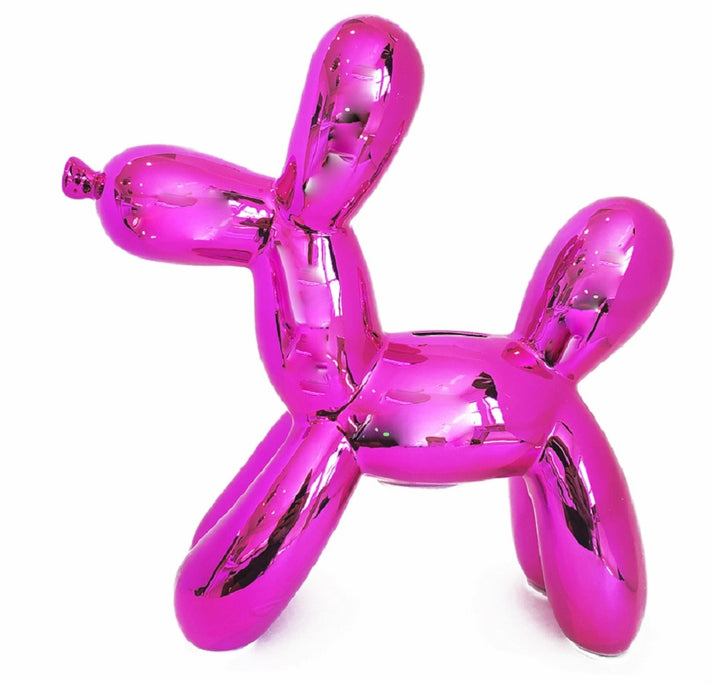 Ceramic Dog Bank  - Hot Pink 12"