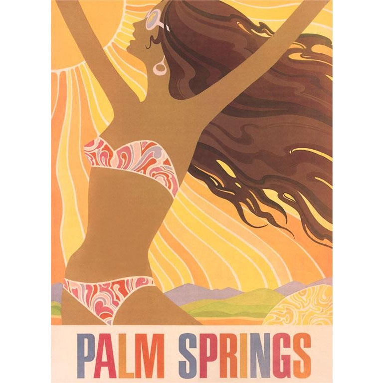 Palm Springs Vintage Travel Poster Blank Greeting Card (Large)