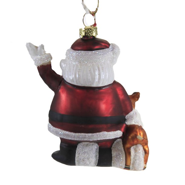 Retro Rudolph Characters Glass Ornament - Santa