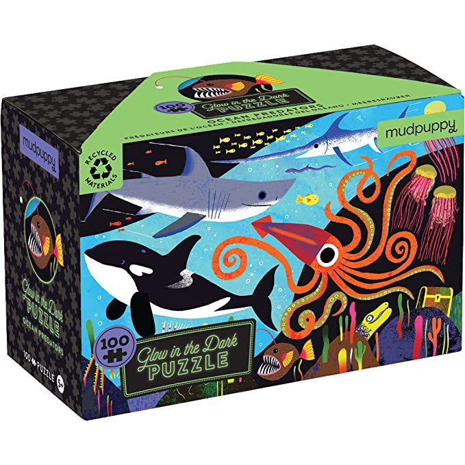 Ocean Predators 100 Piece Glow in The Dark Puzzle