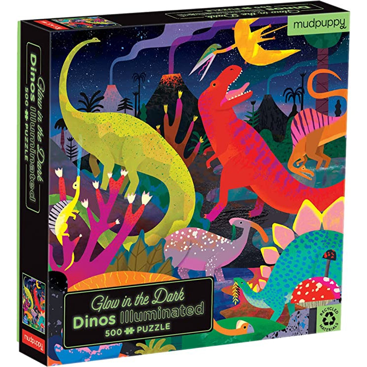 Dinosaurs Illuminated 500 Piece Glow in the Dark Family Puzzle - Just Fabulous Palm Springs