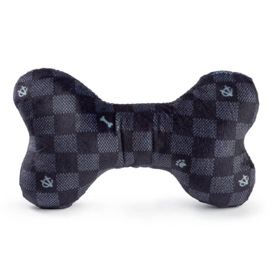 Black Checker Chewy Vuiton Bone Toy - Small