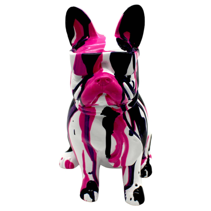 Pink Graffiti French Bulldog With Glasses - 8" Tall