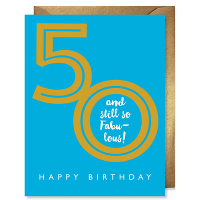 Gold Foil Fabulous 50 greeting card