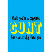 I Think You're A Complete C*nt But That's Why I Like You Greeting Card - Just Fabulous Palm Springs