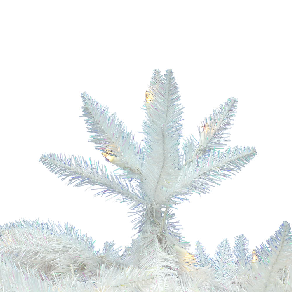 Sparkle White Spruce Pencil Tree - 7.5' x 34" Pre-Lit with 350 Warm White LED Italian Mini Lights - Just Fabulous Palm Springs