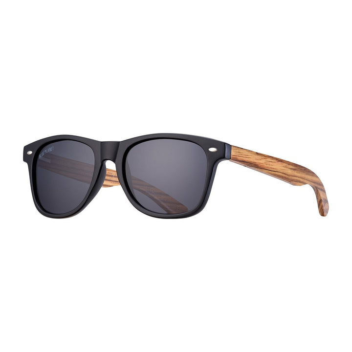 Bodie Matte Onyx & Zebra Wood With Smoke Polarized Sunglasses