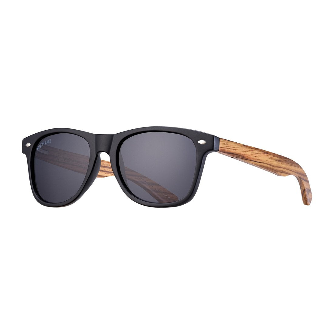 Bodie Matte Onyx & Zebra Wood With Smoke Polarized Sunglasses