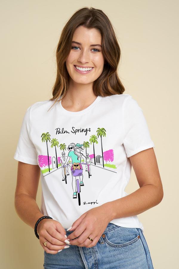 Biking Short Sleeve T-Shirt-White - Just Fabulous Palm Springs